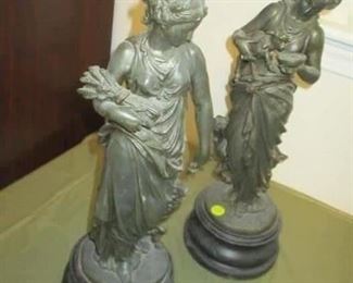 Pair of antique spelter figures