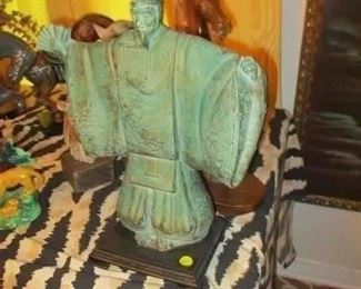 Green bronze Oriental figure