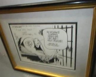 New Orleans cartoonist Walt Handlesman 1991 cartoon, framed