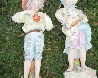 Pair HUGE bisque   fruit pickers, near 3 feet tall