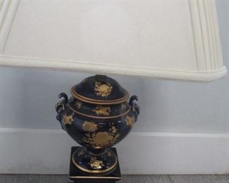 French cobalt blue and gold porcelain lampl