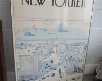 ORIGINAL 1976 New Yorker cover by Saul Steinberg made into a poster (one like this just sold at Swann Gallery for $2,200).THIS ONE can be purchased without  that pack and ship fee AND without sales tax