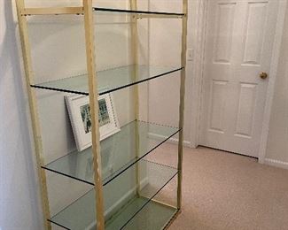 Brass and glass shelving unit (5 shelves)