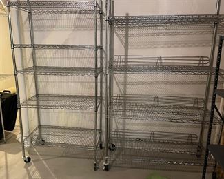 Metal storage racks on casters