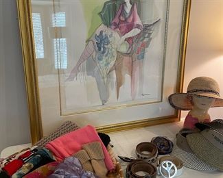 Wool and fashion scarves, belts, straw sun hats, frame watercolor and more!