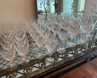 Waterford Lismore pattern:  water, white wine, large and small hocks