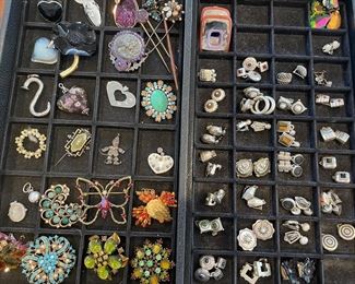 Clip-on earrings, pins, and pendants