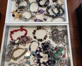 Stretchy bracelets, and easy clasp ones - some sterling and semi-precious stones