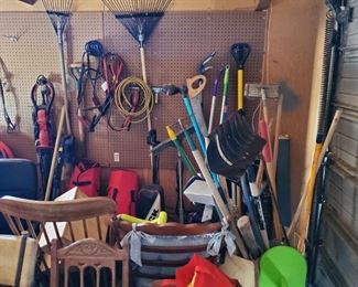 Chairs and yard tools 