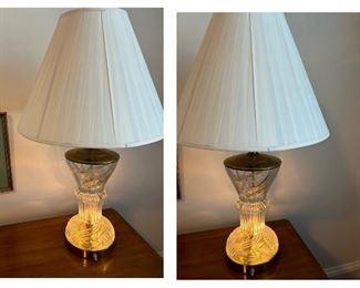 pair of crystal lamps