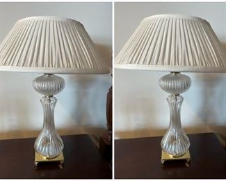 pair of matching crystal lamps