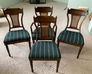 Set of 4 Is Upholstered chairs with Caned Backs
