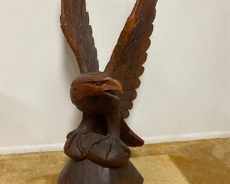 Original Hand Carved Wooden Eagle Statue from The Philippines