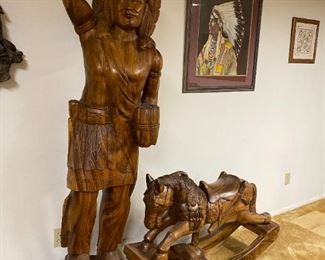Original Native American and Rocking Horse Wooden Carvings from The Philippines