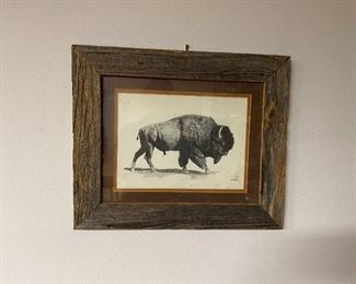 Framed Vintage Bison Print