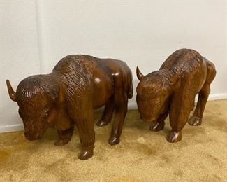 Original Wooden Bison Carvings from The Philippines