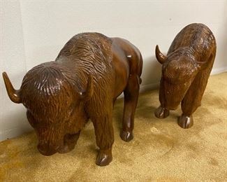 Original Wooden Bison Carvings from The Philippines