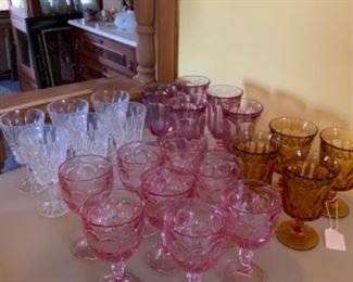 Vintage pink glassware.