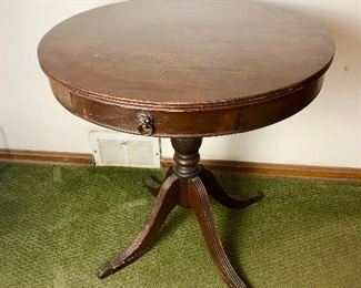 Antique Wood Circular Night Table.