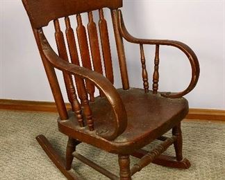 Antique Wood Child's Rocking Chair.