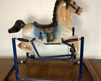 1960's era Plastic Rocking Horse on metal frame