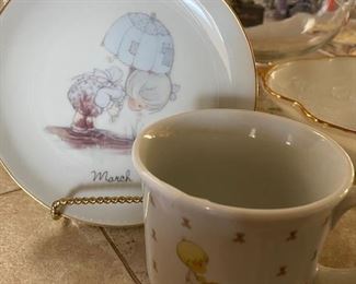 PRECIOUS MOMENTS "MARCH" PLATE AND CUP