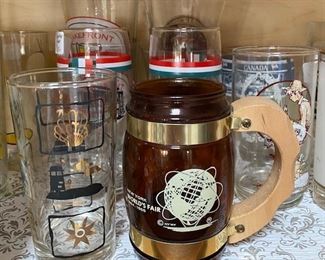 1939 WORLDS FAIR MUG, VINTAGE GLASSES