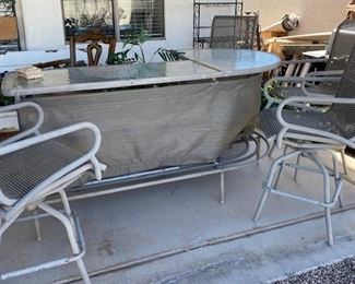 PATIO BAR AND STOOLS