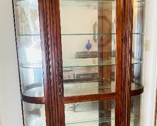 $375 
Curved front mahogany cabinet 6 shelves 78Tx46Wx10D 