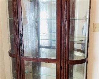 $375 
Curved front mahogany cabinet 6 shelves 78Tx46Wx10D 