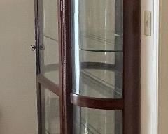 $375 
Curved front mahogany cabinet 6 shelves 78Tx46Wx10D New