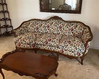 $250 
Carved walnut French style sofa/setee 86Lx33Dx36H