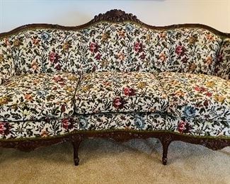 $250 
Carved walnut French style sofa/setee 86Lx33Dx36H