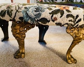 $50 
Cast iron matching foot rest oval stool 19x10x8