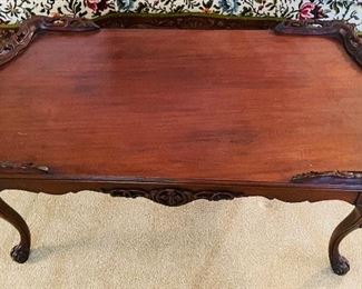 $95 
Carved walnut French style coffee table 39Wx20Dx16H