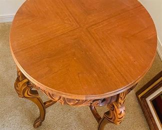 $80 
Carved French walnut side table 23Dx27H