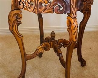$80 
Carved French walnut side table 23Dx27H