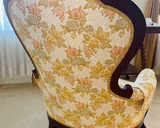 $165 
Victorian high back stuff chair yellow 28Wx33Dx44H New