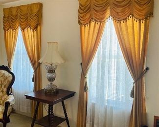 $150 
Pair of yellow mustard draperies for 36W window w panels 90L