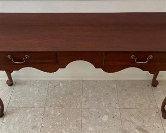 $250 
Thomasville wood console 57Lx16Wx29H mahogany