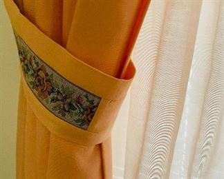 $200 
Salmon pink set of 3 windows curtains fo 36W w/faux wood rods