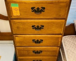 $150 
Tall skinny lingerie pine chest 7 drawers 17Wx14Dx48T