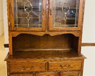 $295 
Kitchen hutch with lead glass 77x48x16 1/2