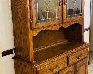 $295 
Kitchen hutch with lead glass 77x48x16 1/2