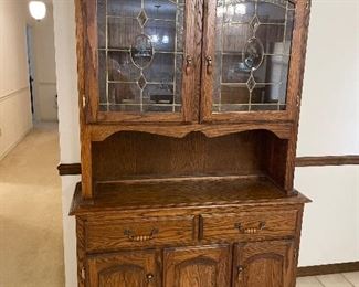 $295 
Kitchen hutch with lead glass 77x48x16 1/2