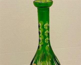 $50 
Green Bohemian glass decanter&nbsp;