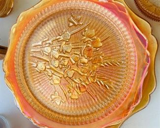 $300 
Iris & Herringbone peach marigold set 8 bowls/6 pudding/ 6  ice tea glasses
7 dinner pl, 12B&B, 1 round pl, 1 serving bowl
6 cups/ 5 sherry glasses / 9 ice cream / C&S / butter or
  cheese plate&nbsp;
1 pitcher / 1 vase fluted, 2 candlesticks&nbsp;