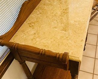 $140 
Table with faux marble top - single drawer and handles
  (kitchen)