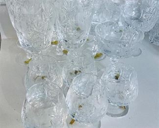 $140 
set of 36 pieces etched crystal floral/grapes crystal