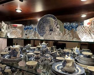 6 Blue Crystal drinking glasses from top shelf SOLD. One more set is available.